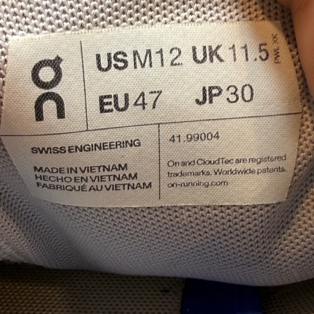 On Running Cloudswift Mens 12 Grey Blue Road Running Shoes 41.99004 Helion - Picture 11 of 11